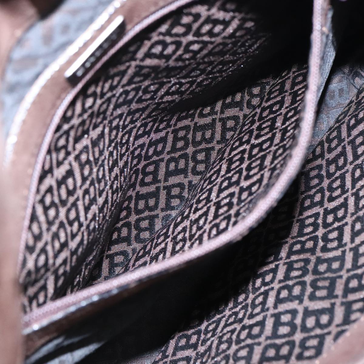 BALLY Shoulder Bag Suede Leather Brown Black Auth ti2366