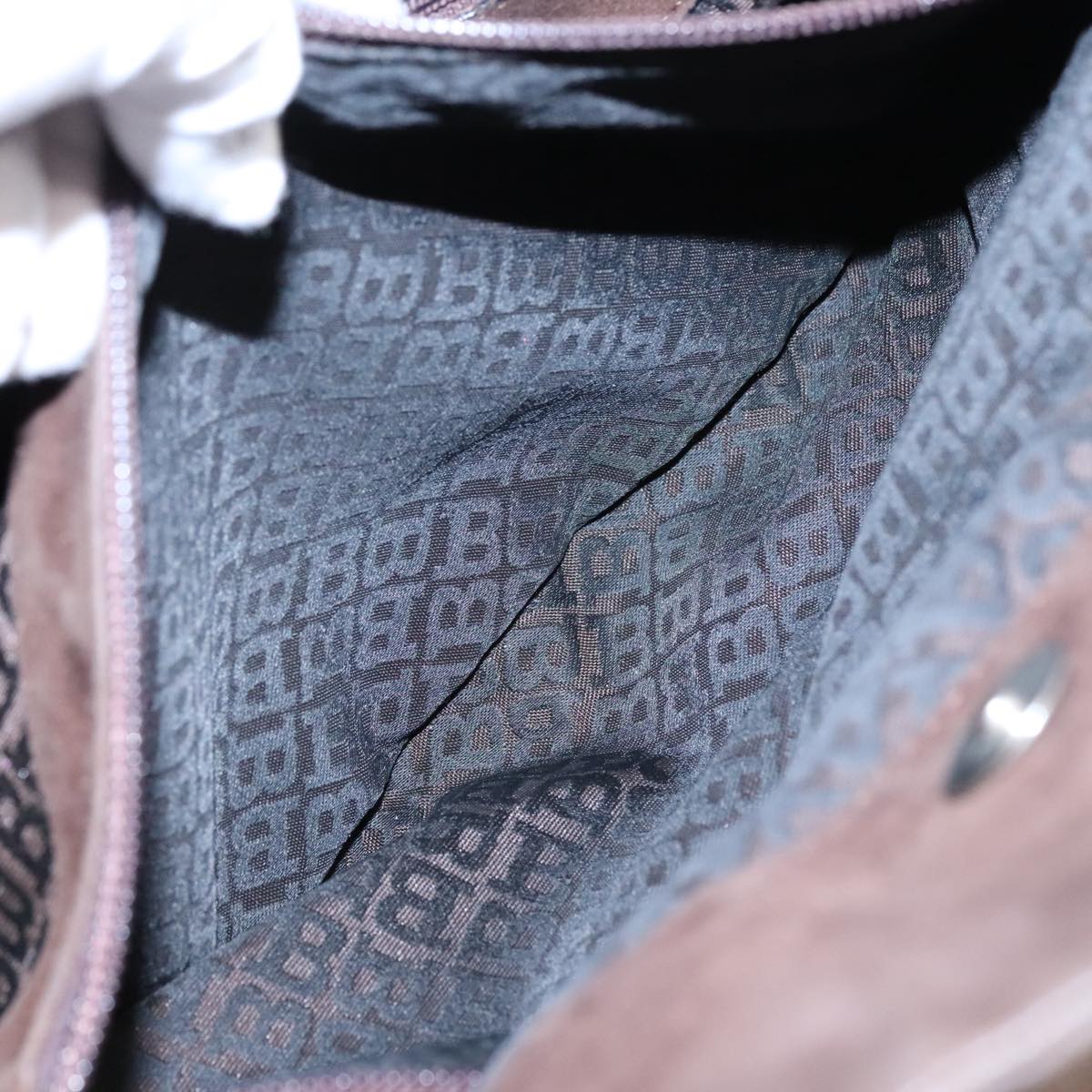 BALLY Shoulder Bag Suede Leather Brown Black Auth ti2366