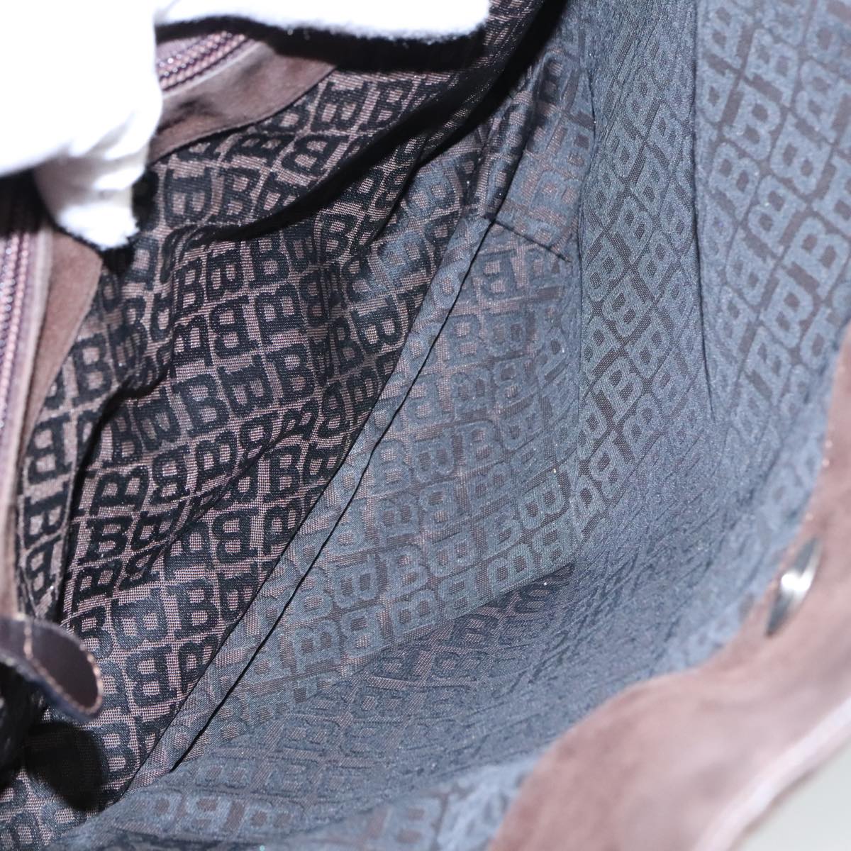 BALLY Shoulder Bag Suede Leather Brown Black Auth ti2366