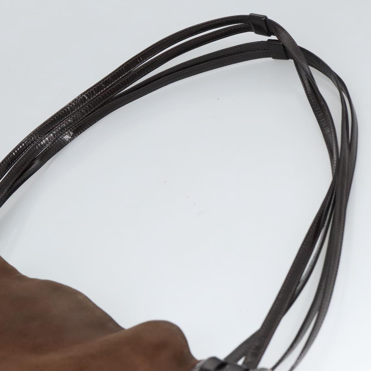 BALLY Shoulder Bag Suede Leather Brown Black Auth ti2366