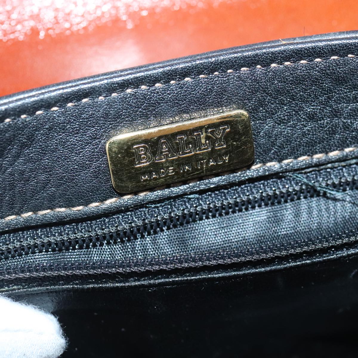 BALLY Shoulder Bag Leather Black Brown Auth ti2367