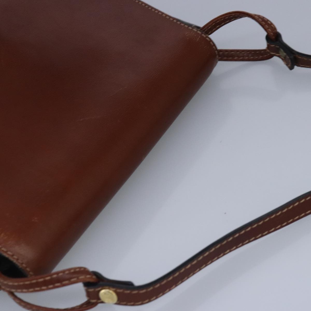 BALLY Shoulder Bag Leather Black Brown Auth ti2367