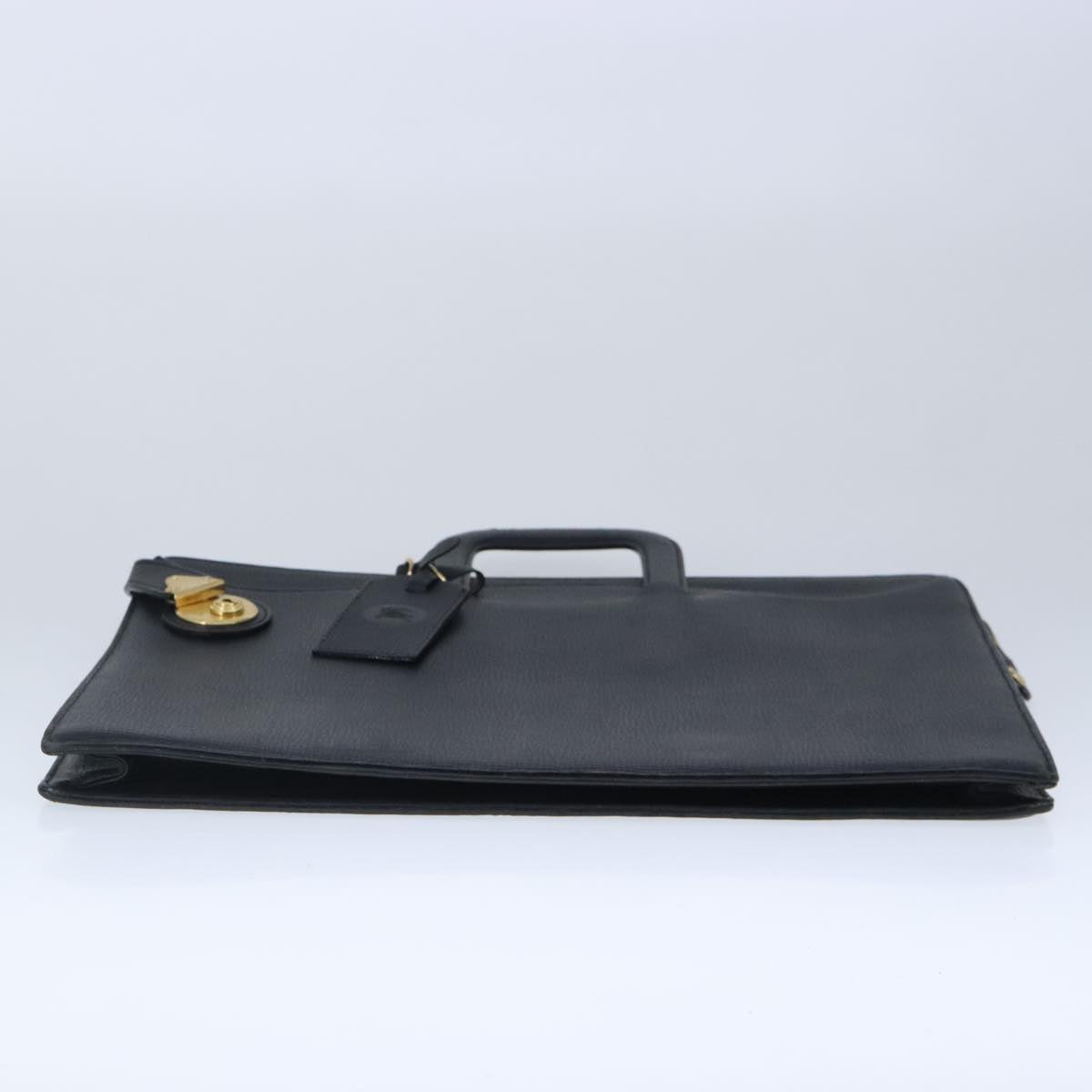 Burberrys Business Bag Leather Black Gold Auth ti2373