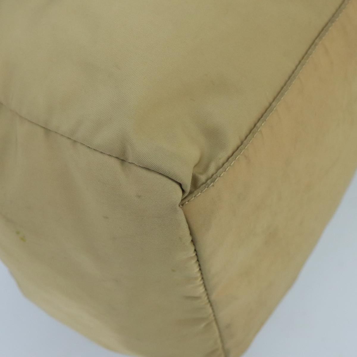 PRADA Hand Bag Nylon Beige Auth ti2440