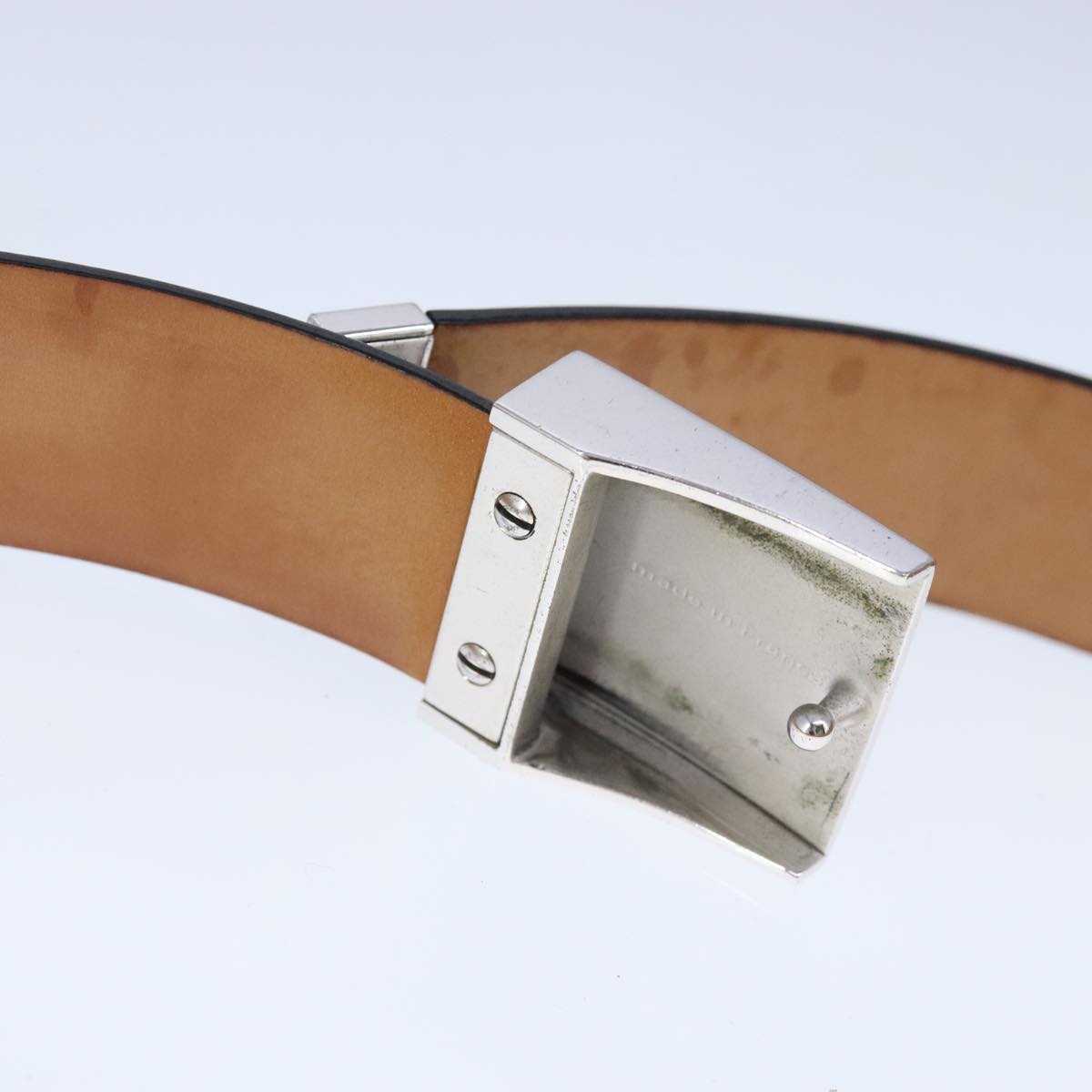 LOUIS VUITTON Ceinture Care Belt Leather Black LV Auth ti2451