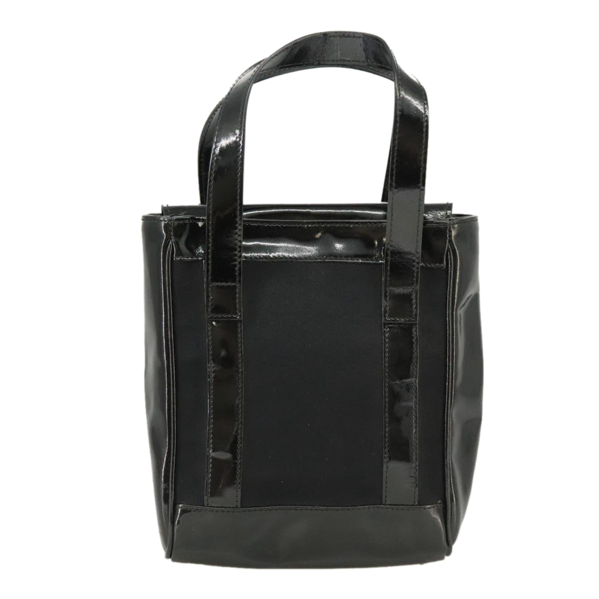 GUCCI Hand Bag Enamel Black Auth ti2465