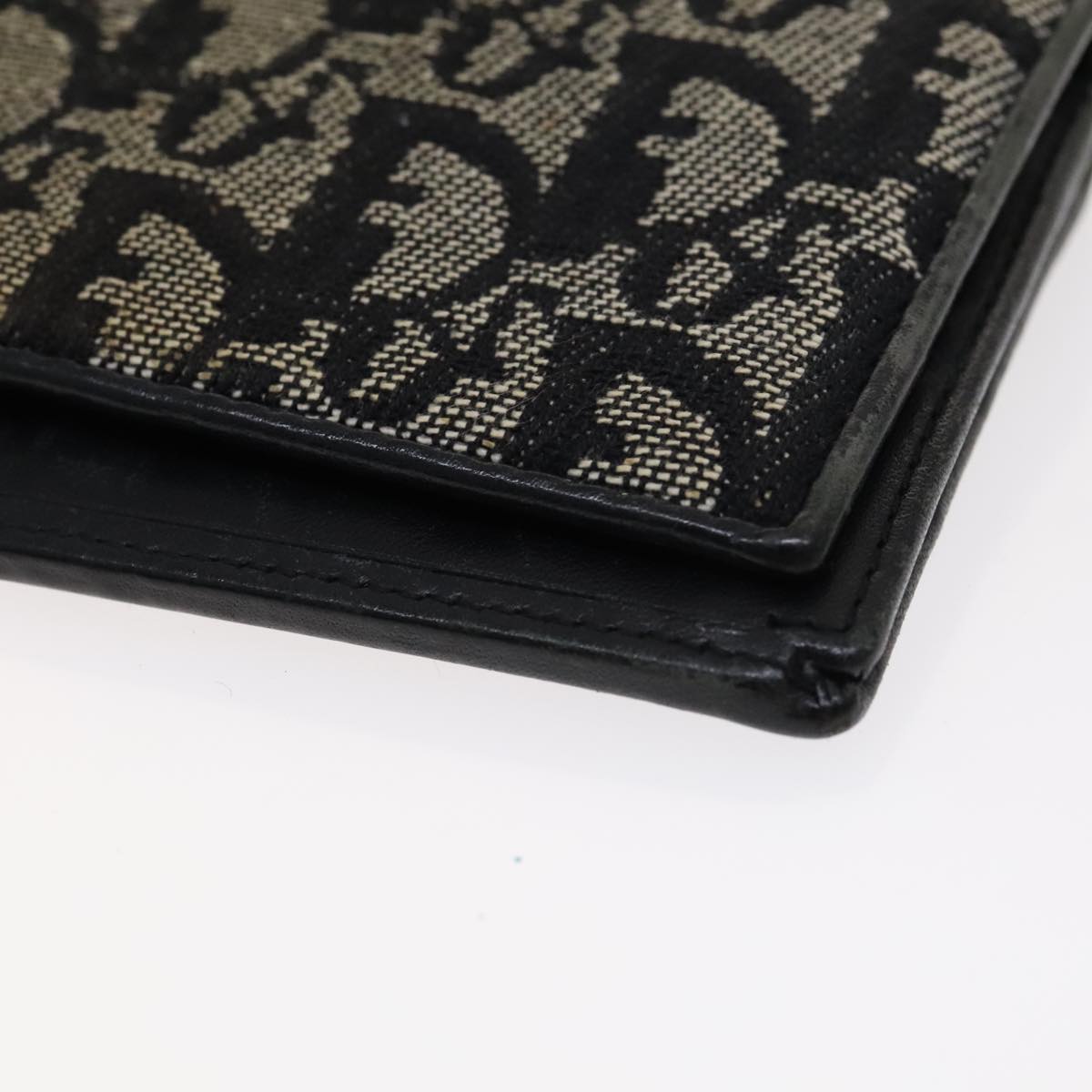 Christian Dior Trotter Canvas Wallet Enamel 3Set Beige Navy Bordeaux Auth ti2471