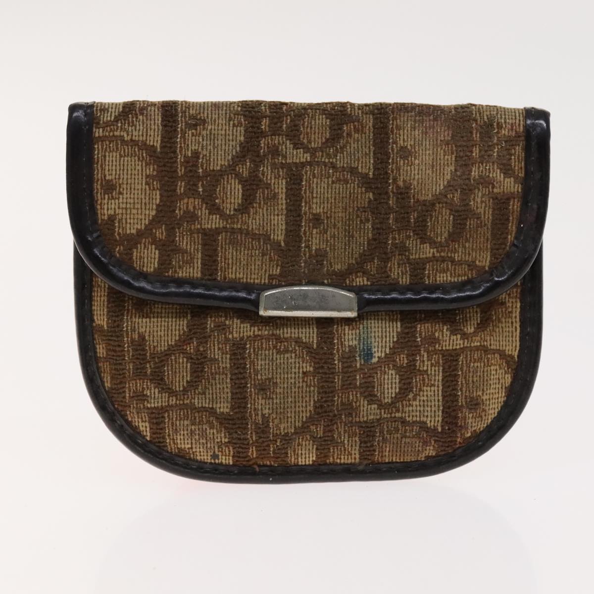 Christian Dior Trotter Canvas Wallet Enamel 3Set Beige Navy Bordeaux Auth ti2471