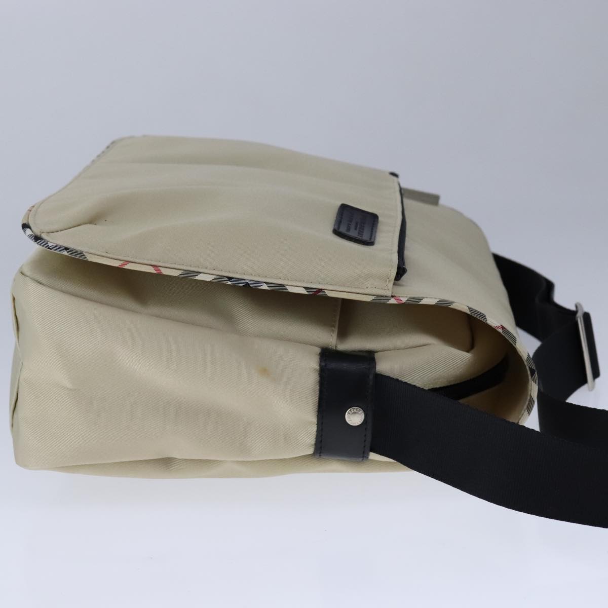 BURBERRY Nova Check Blue Label Shoulder Bag Nylon Beige Auth ti2477