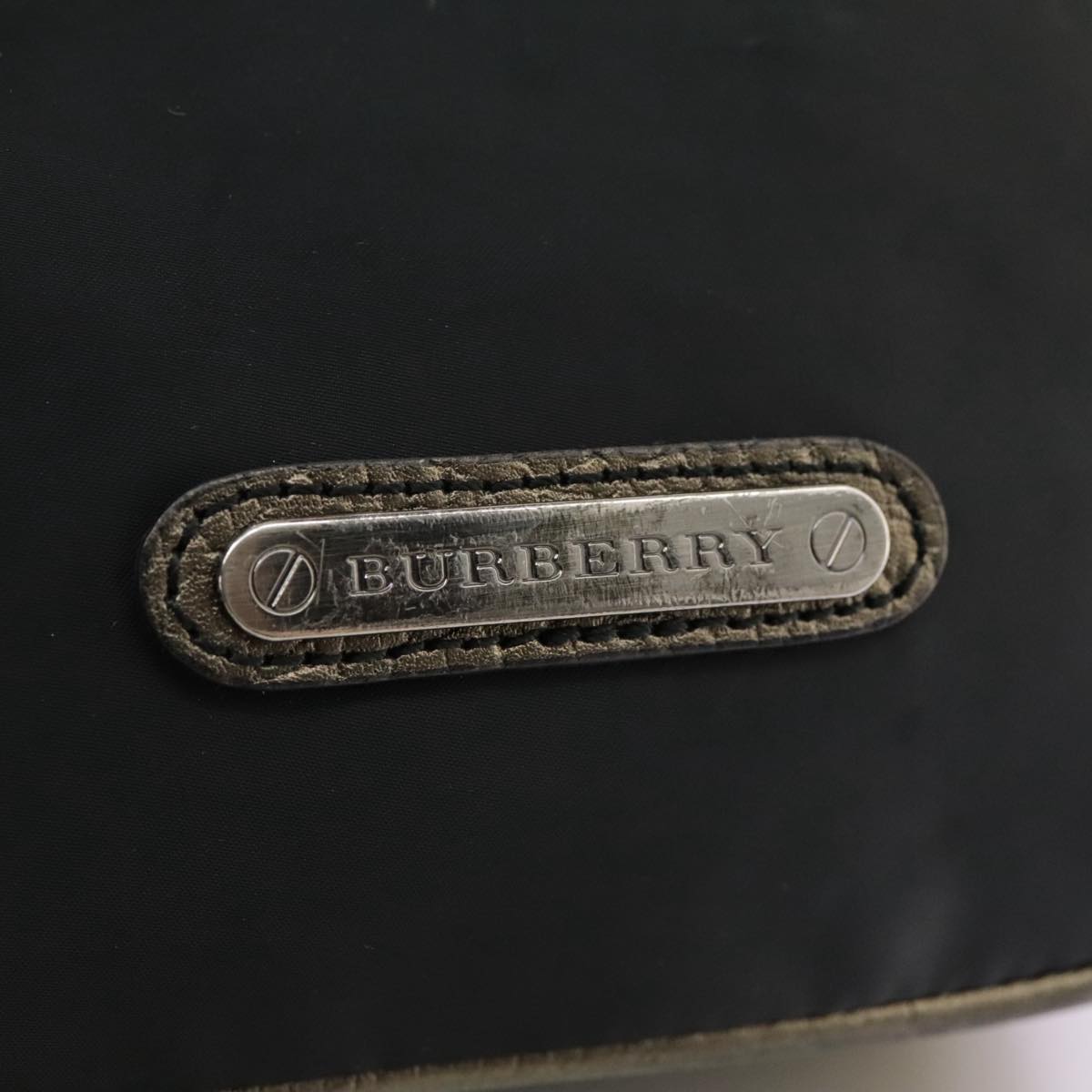BURBERRY Shoulder Bag Nylon Leather Black Auth ti2478