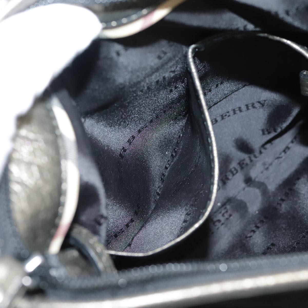 BURBERRY Shoulder Bag Nylon Leather Black Auth ti2478