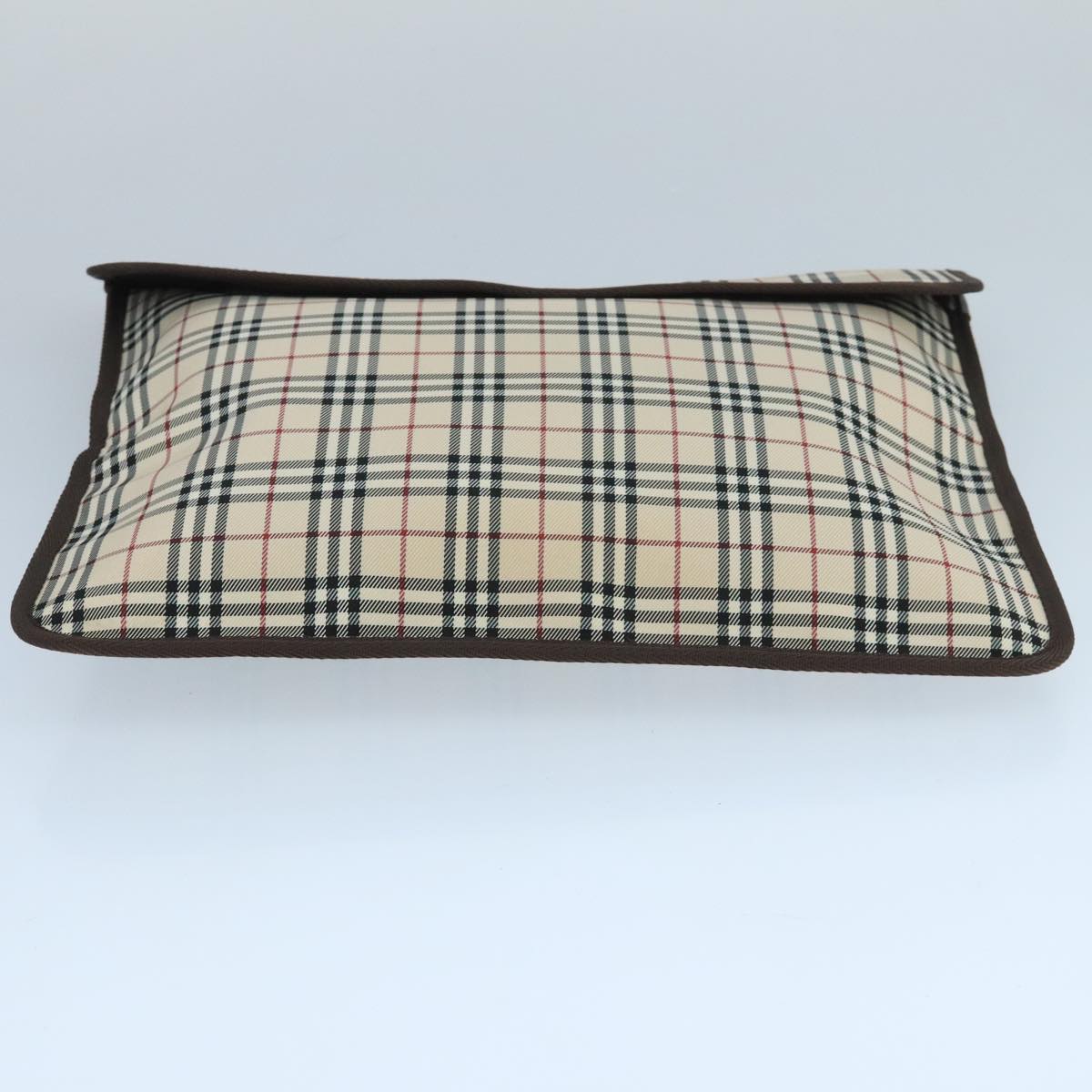 BURBERRY Nova Check Clutch Bag Canvas Beige Auth ti2483
