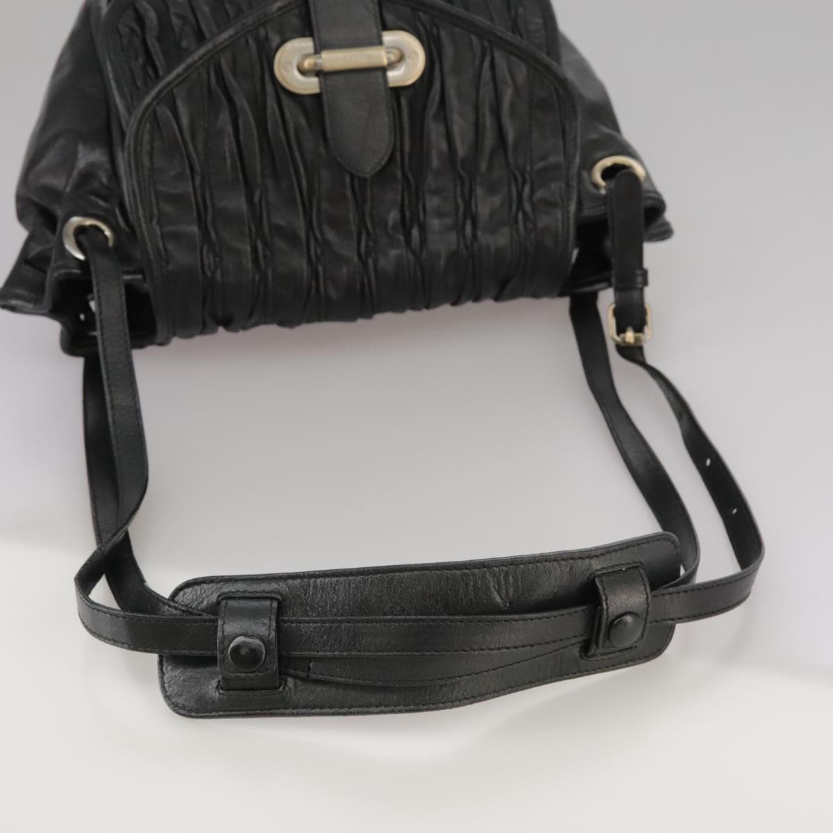 BALLY Shoulder Bag Leather Black Auth ti2506