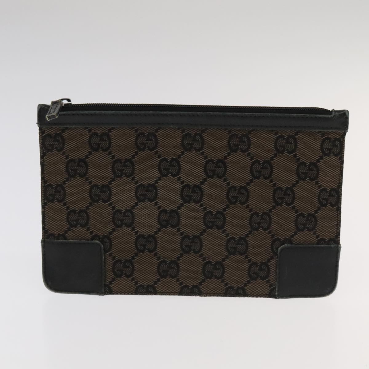GUCCI GG Canvas Clutch Bag Leather 3 Set Black Auth ti2507
