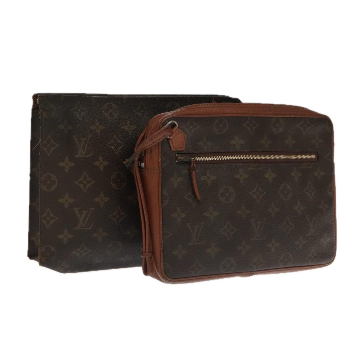 LOUIS VUITTON Monogram Clutch Bag 2 Set LV Auth ti2508