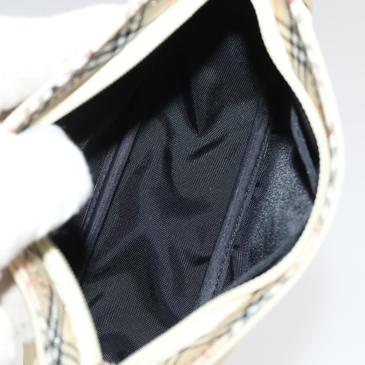 BURBERRY Nova Check Clutch Bag Leather Canvas 2 Set Beige Brown Auth ti2509