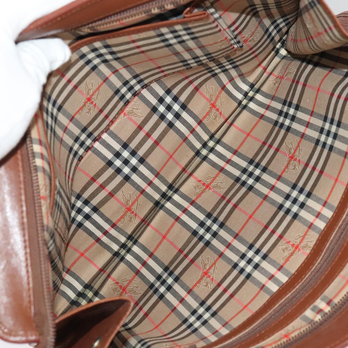 BURBERRY Nova Check Clutch Bag Leather Canvas 2 Set Beige Brown Auth ti2509