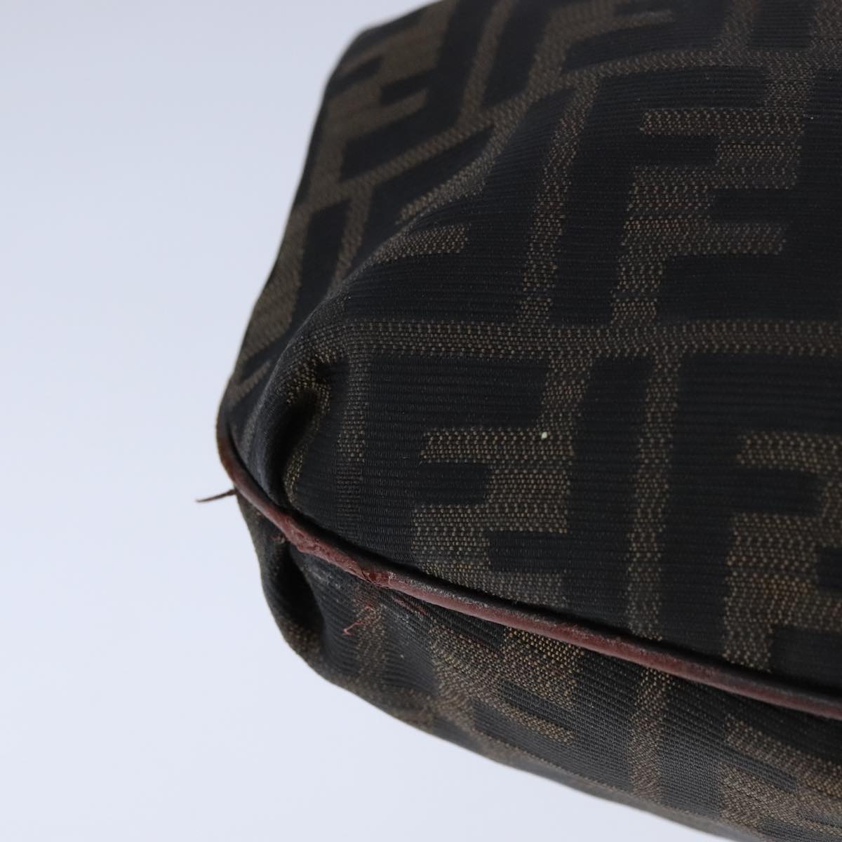 FENDI Zucca Canvas Shoulder Bag Brown Black Auth ti2513