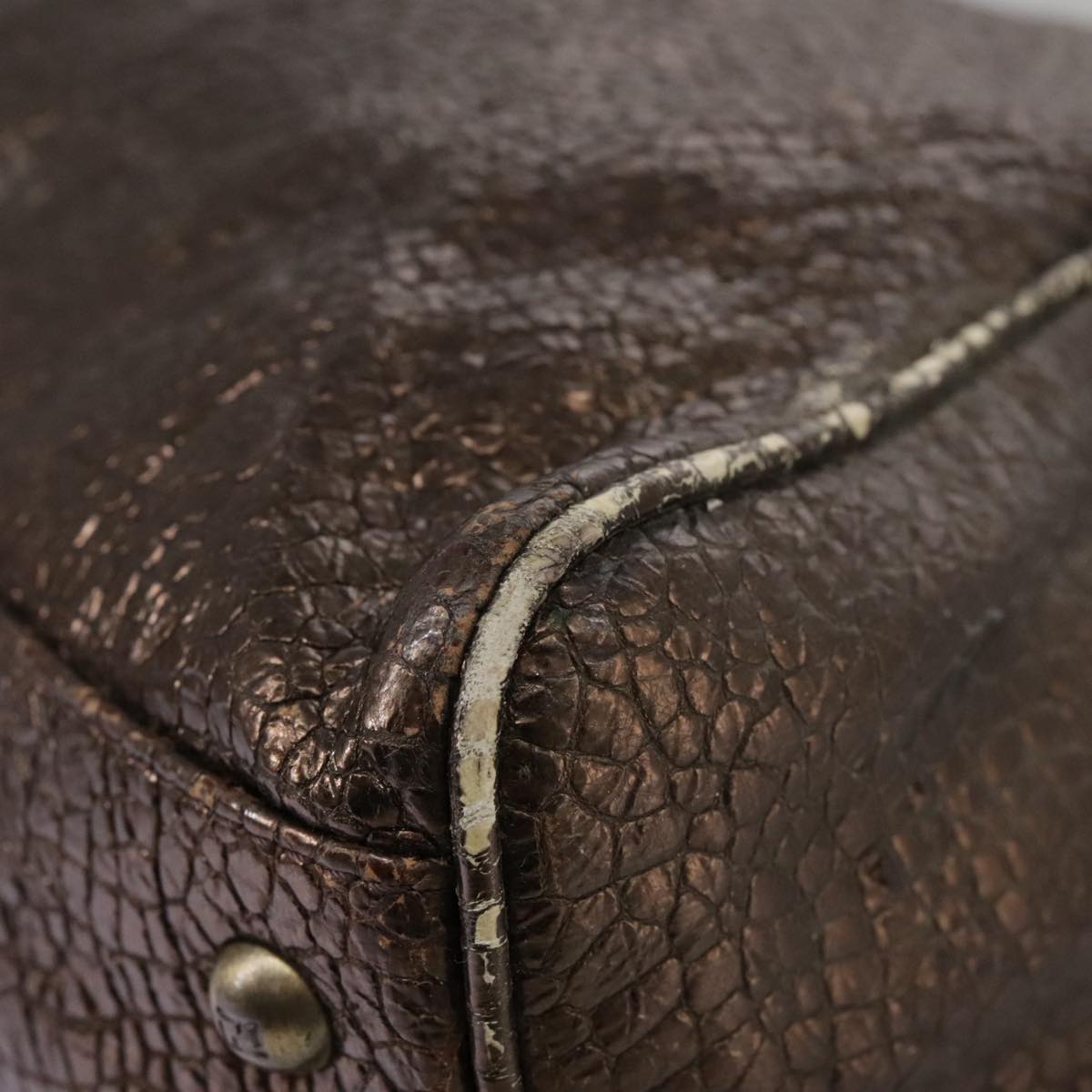 FENDI Hand Bag Leather Brown Auth ti2514