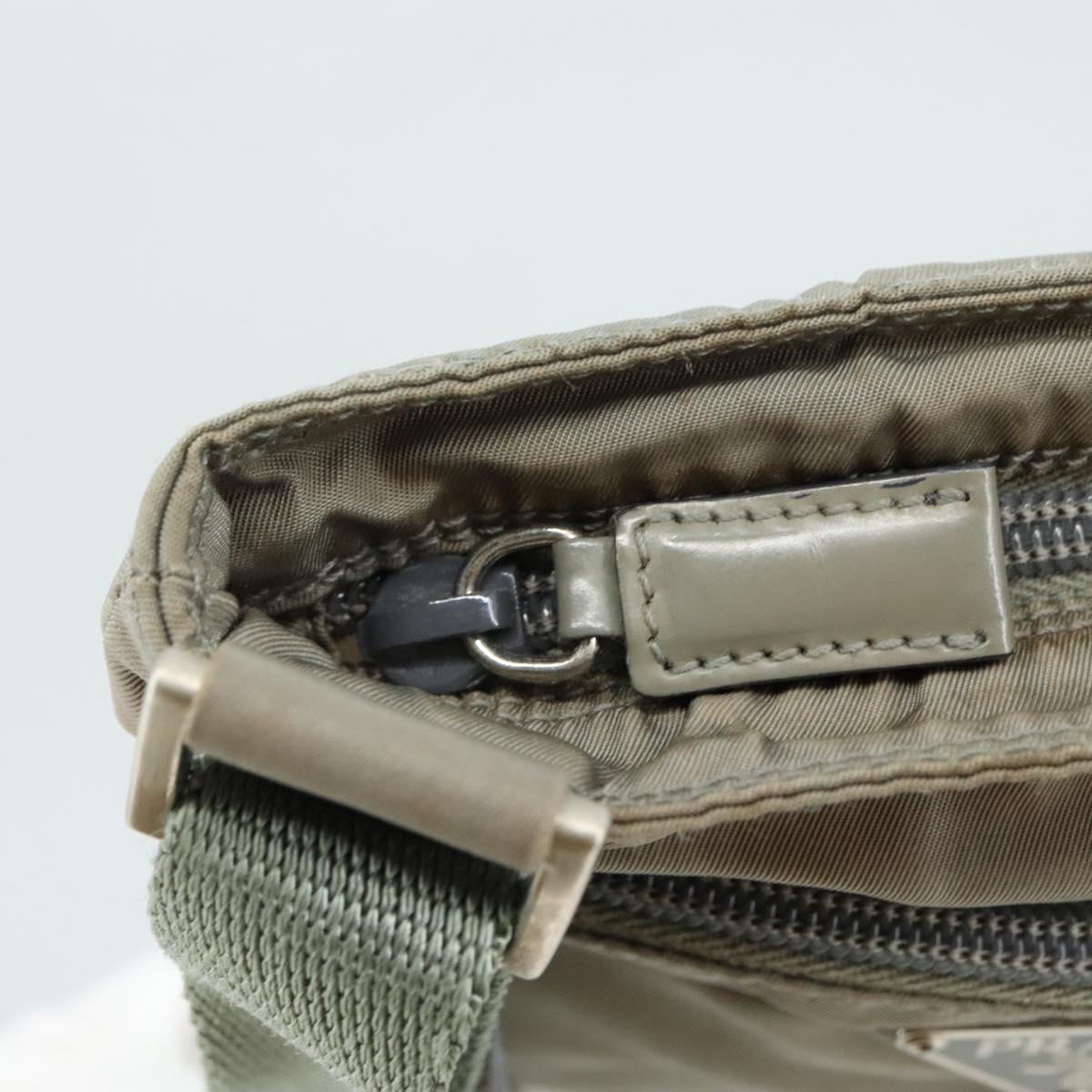 PRADA Shoulder Bag Nylon Gray Silver Auth ti2544