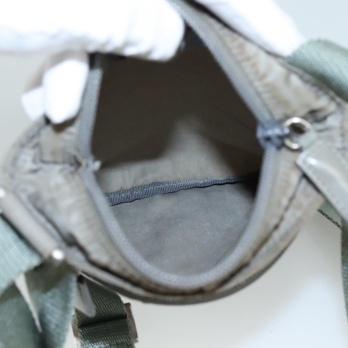 PRADA Shoulder Bag Nylon Gray Silver Auth ti2544