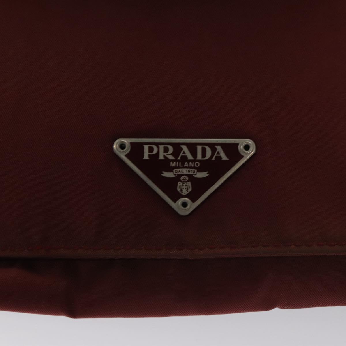 PRADA Shoulder Bag Nylon Red Silver Auth ti2546