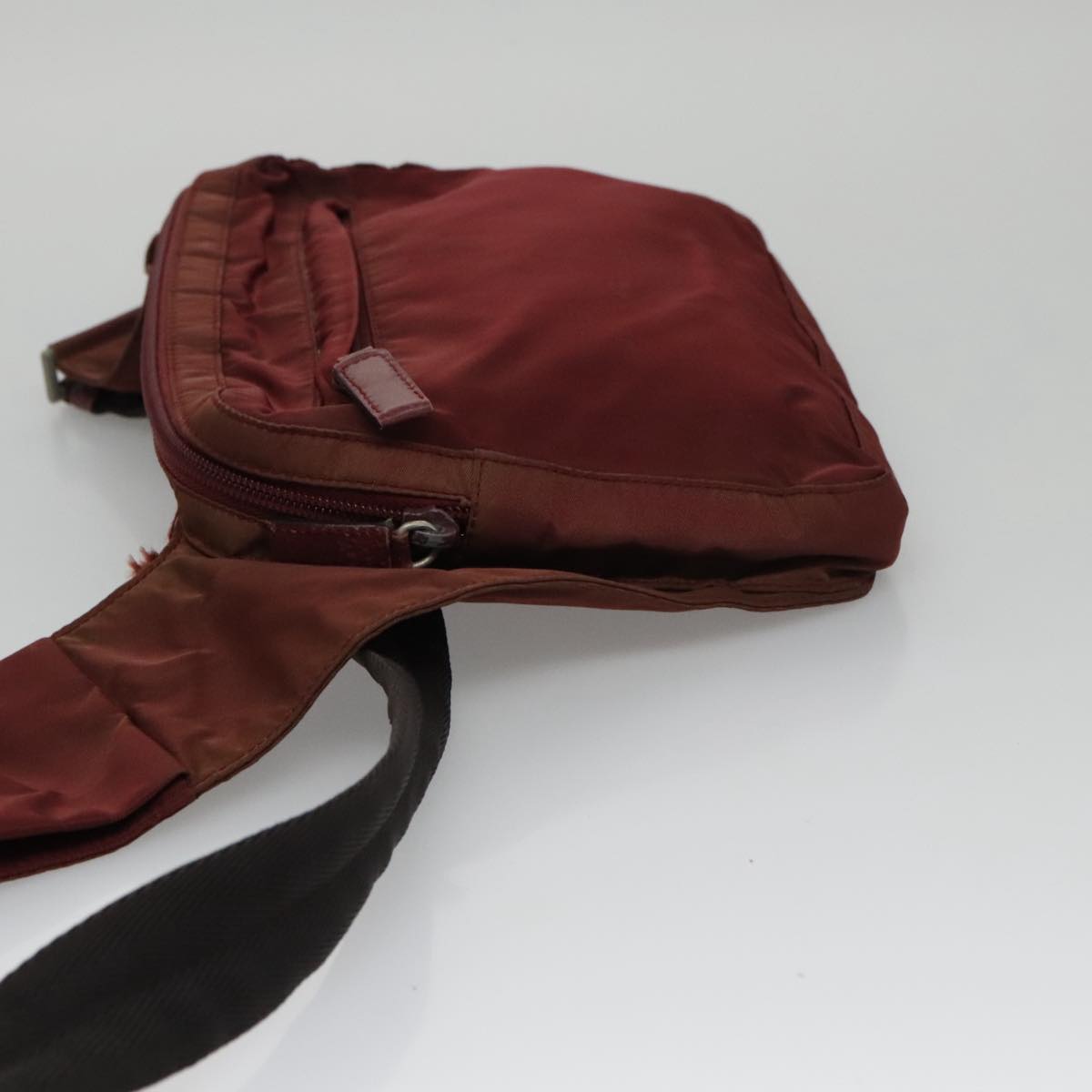 PRADA Shoulder Bag Nylon Red Silver Auth ti2546