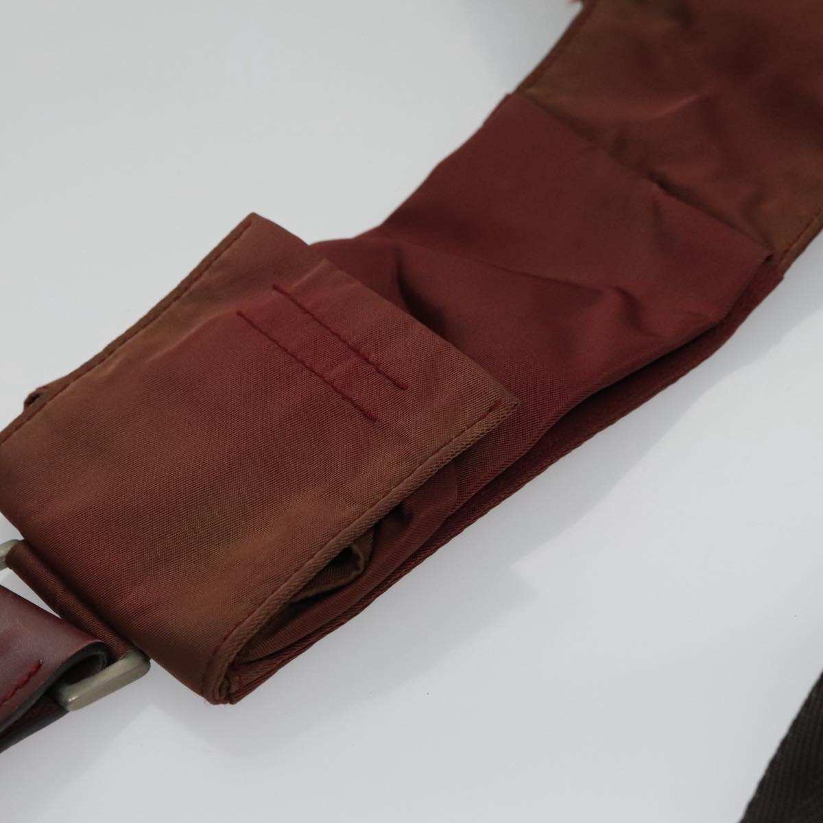 PRADA Shoulder Bag Nylon Red Silver Auth ti2546