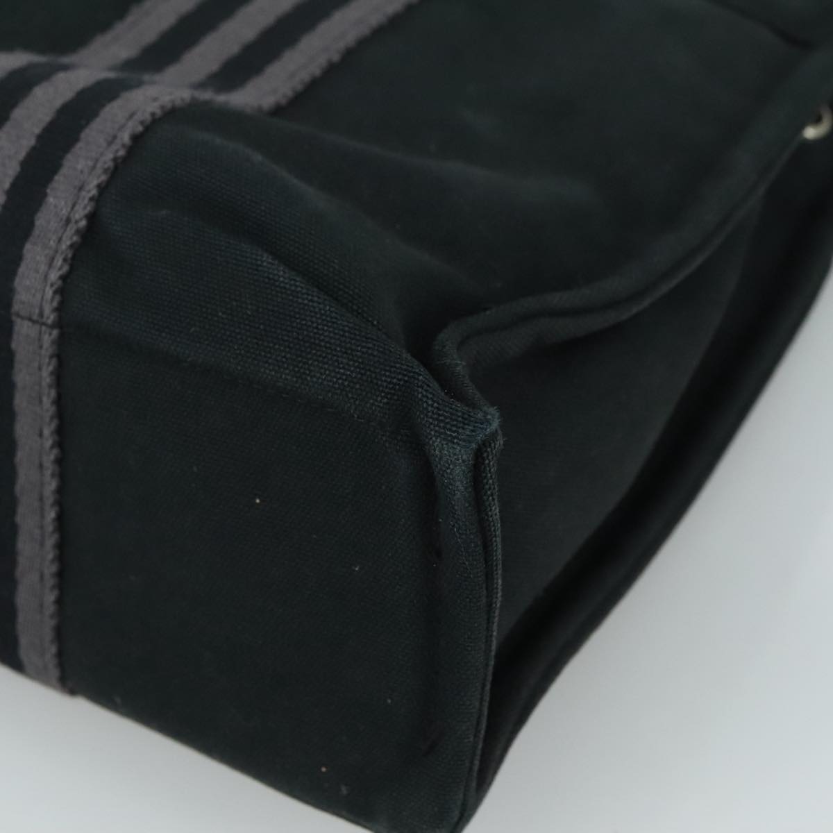 HERMES Fourre Tout PM Tote Bag Canvas Black Gray Auth ti2562