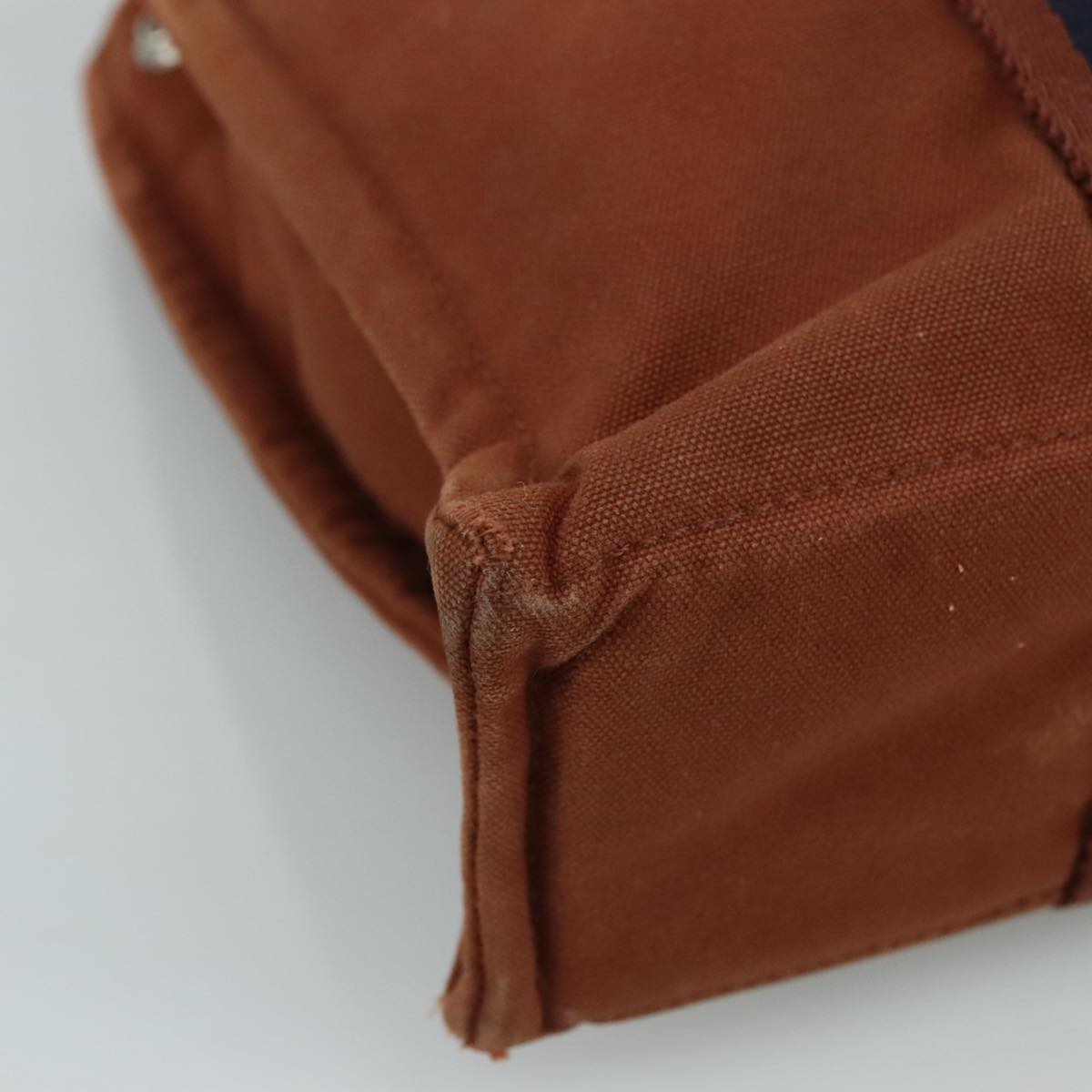 HERMES Tote Bag Canvas Brown Silver Auth ti2564
