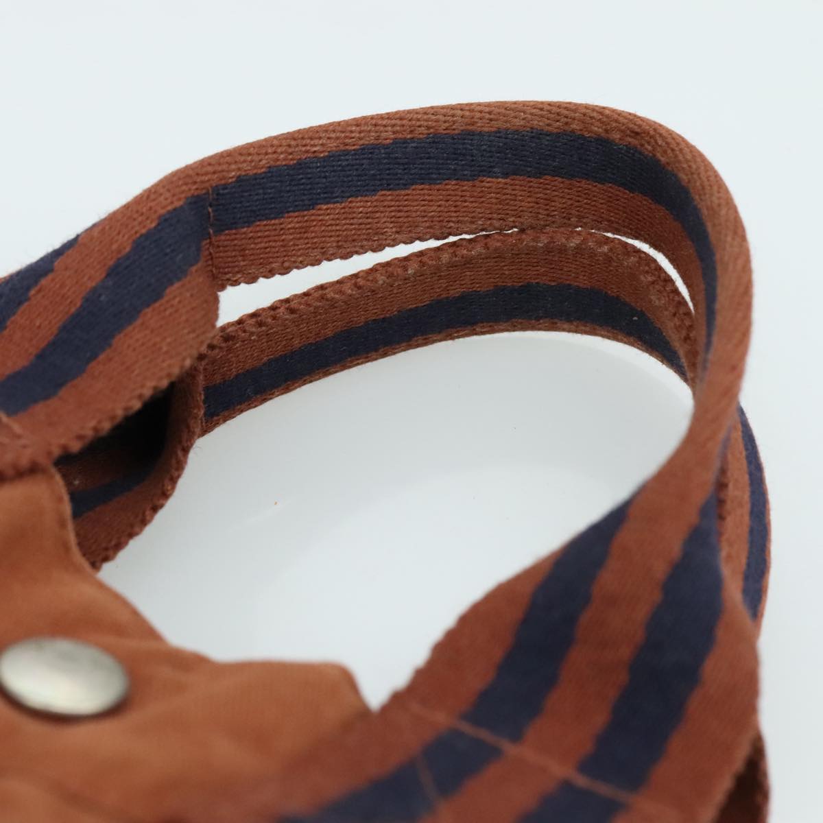 HERMES Tote Bag Canvas Brown Silver Auth ti2564