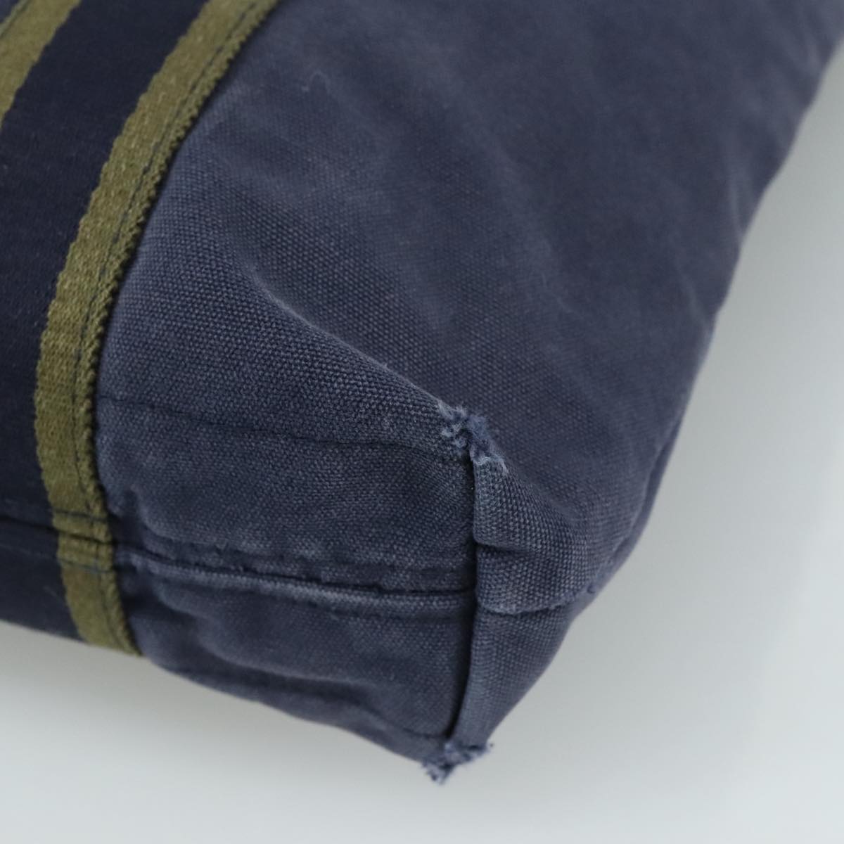 HERMES Fourre Tout Cabas Tote Bag Canvas Navy Khaki Auth ti2566