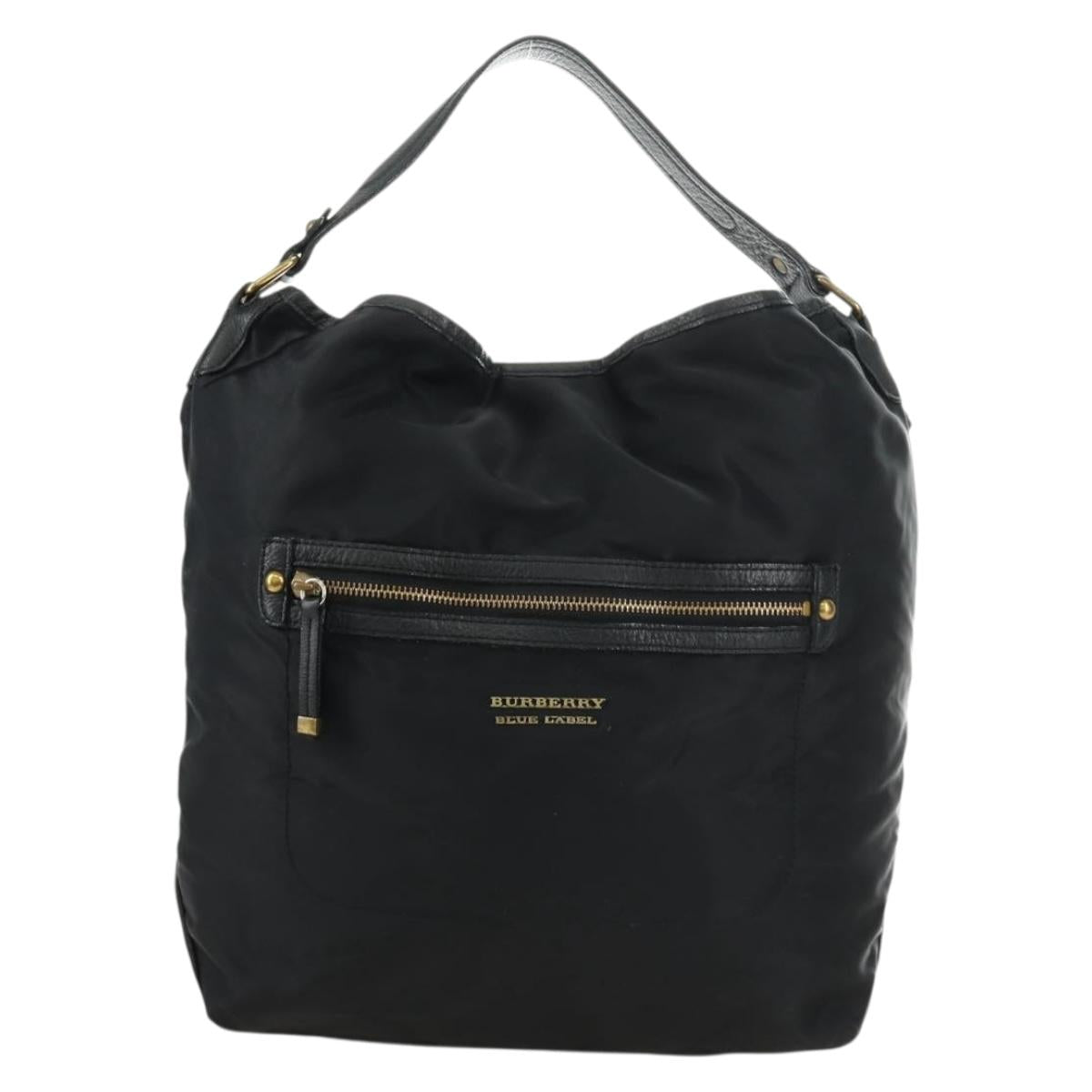 BURBERRY Blue Label Shoulder Bag Nylon Leather 2way Black Auth ti2574
