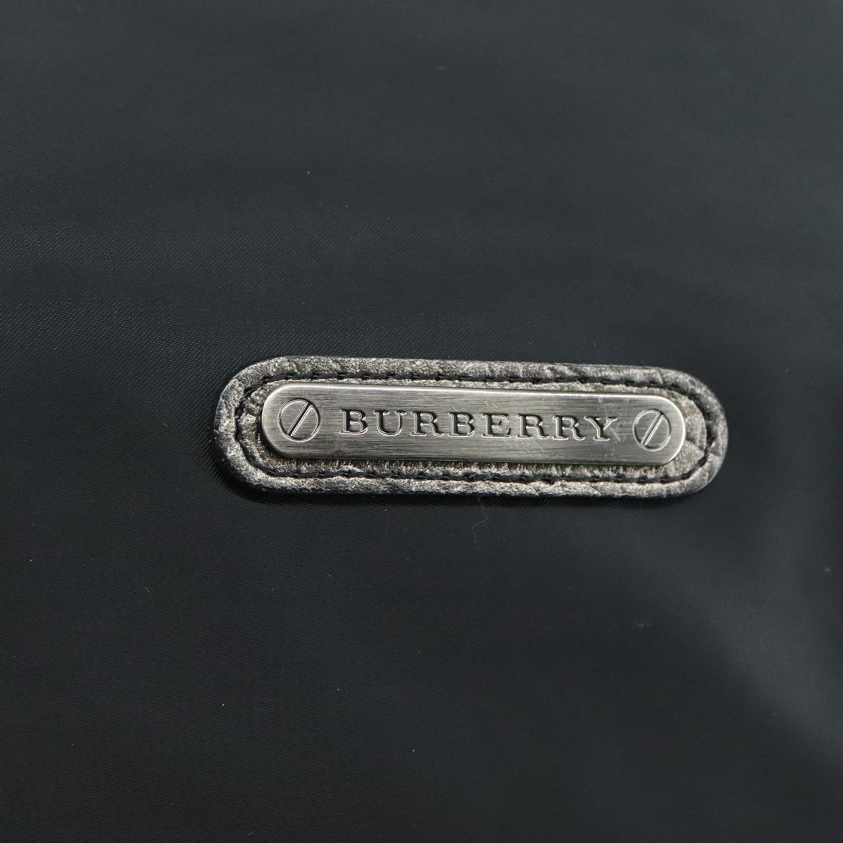 BURBERRY Shoulder Bag Nylon Leather Black Silver Auth ti2577