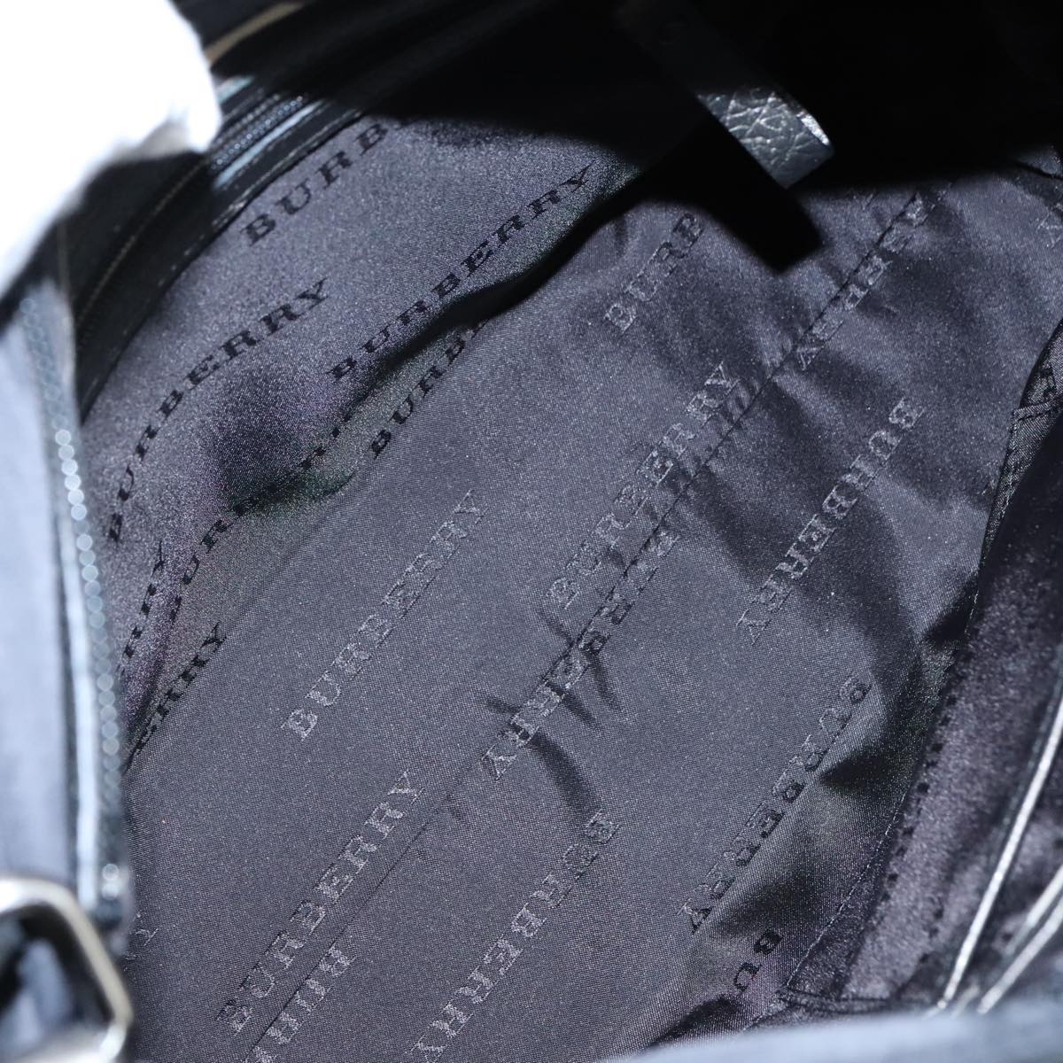 BURBERRY Shoulder Bag Nylon Leather Black Silver Auth ti2577