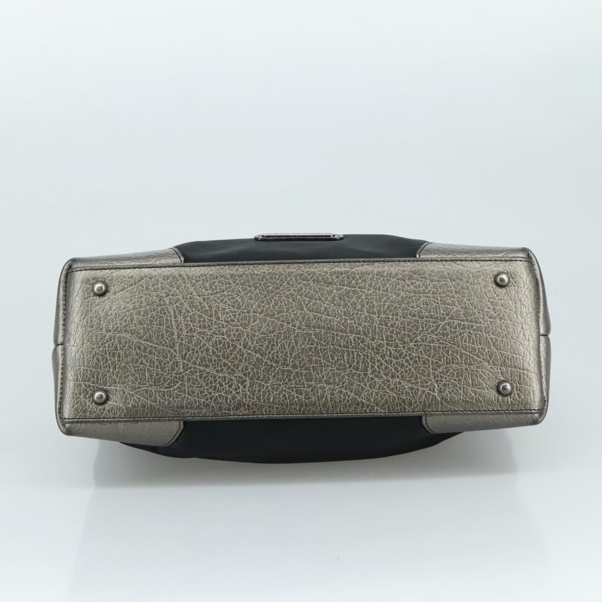 BURBERRY Shoulder Bag Nylon Leather Black Silver Auth ti2577