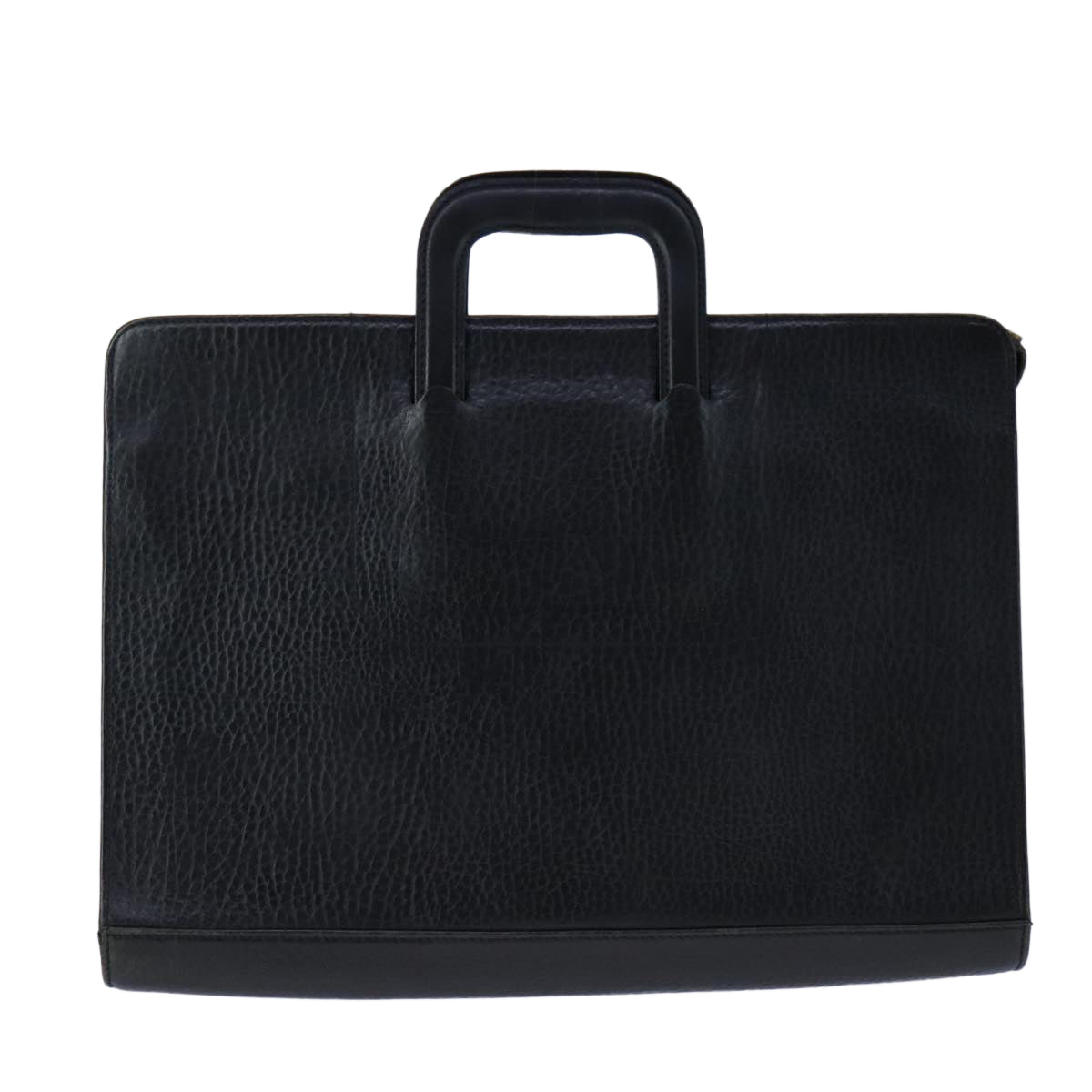 Burberrys Business Bag Leather Black Gold Auth ti2582