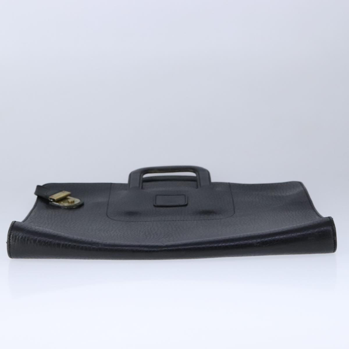 Burberrys Business Bag Leather Black Gold Auth ti2582