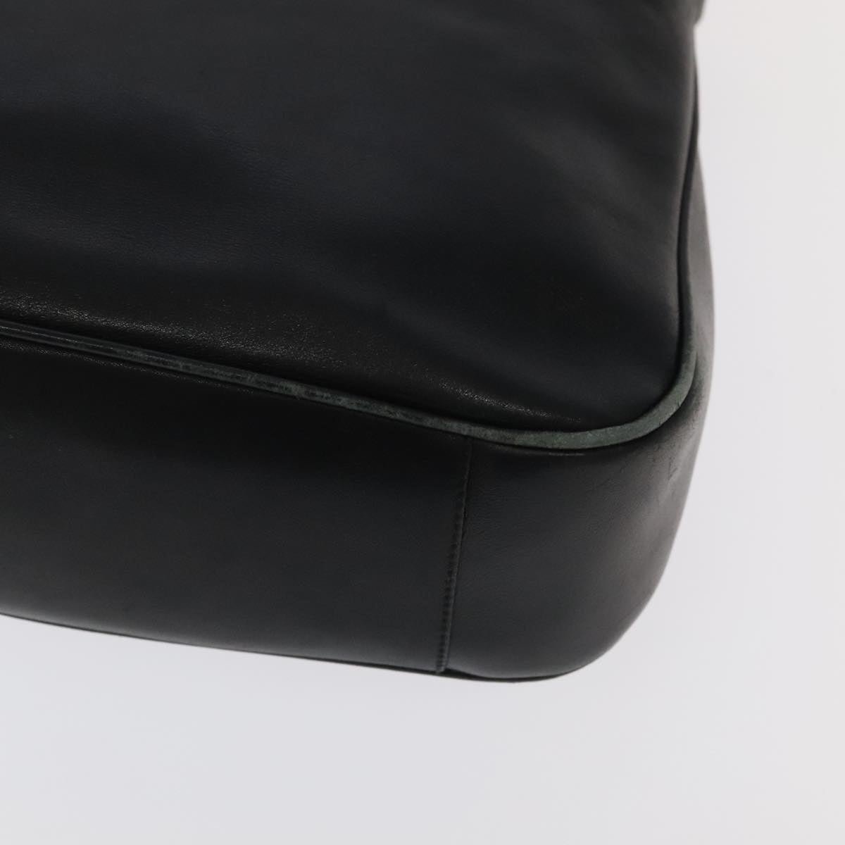GUCCI Bamboo Hand Bag Leather 2way Black Gold 001 3754 1638 Auth ti2587