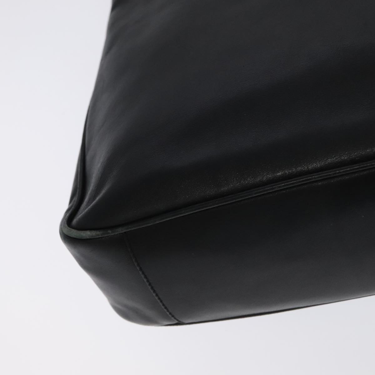 GUCCI Bamboo Hand Bag Leather 2way Black Gold 001 3754 1638 Auth ti2587