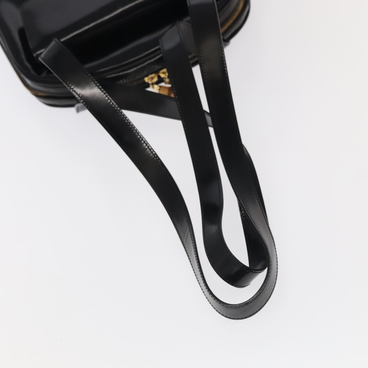 GUCCI Bamboo Shoulder Bag Enamel Black Gold 001 1075 1650 0 Auth ti2593
