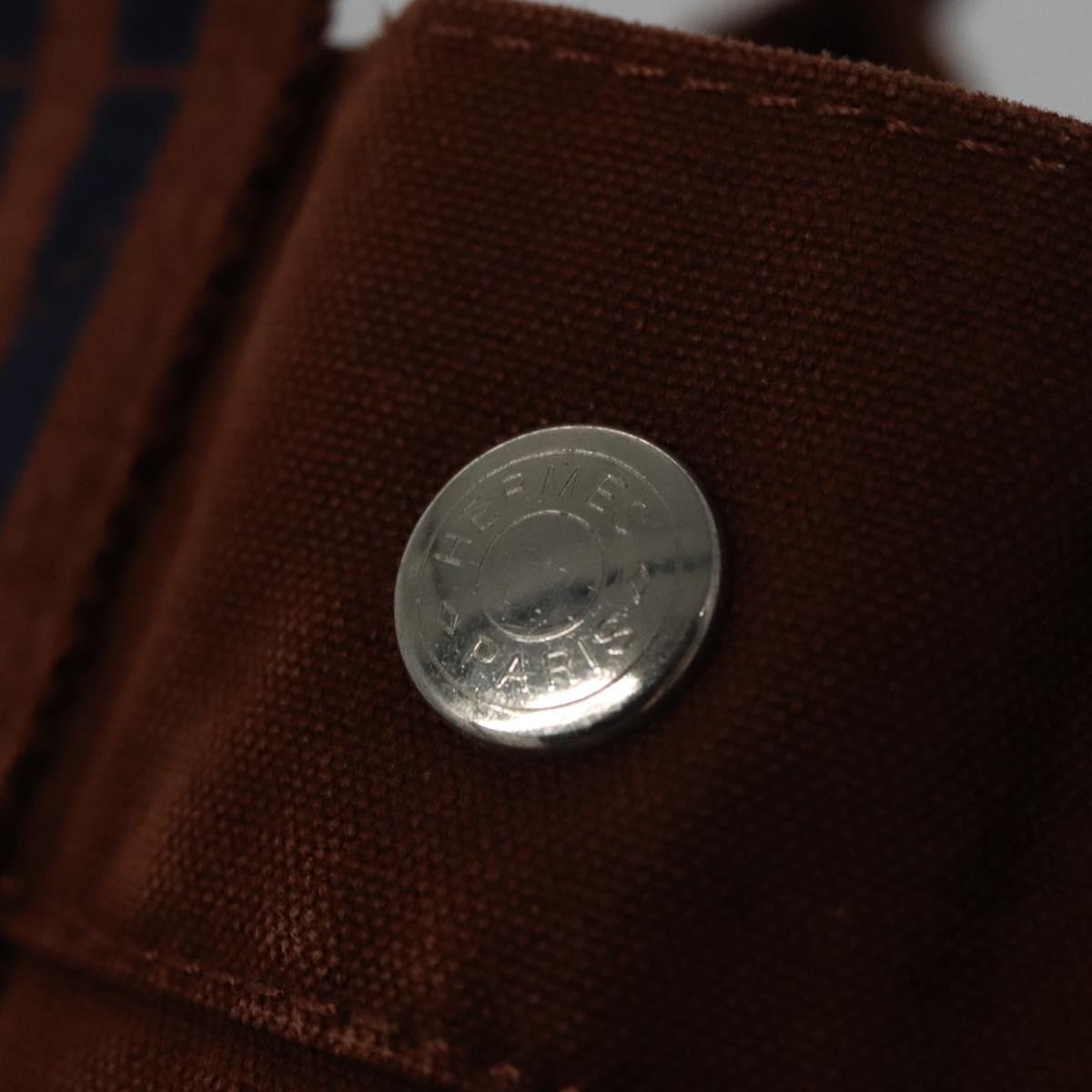 HERMES Fourre Tout PM Hand Bag Canvas Brown Auth ti2641