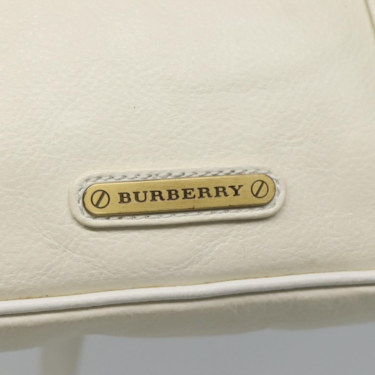 BURBERRY Shoulder Bag Leather White Auth ti2656