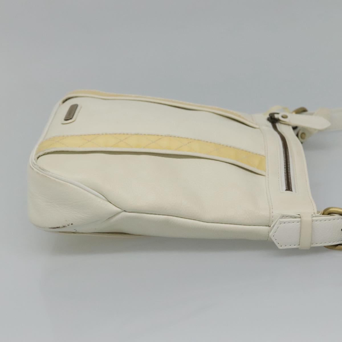 BURBERRY Shoulder Bag Leather White Auth ti2656
