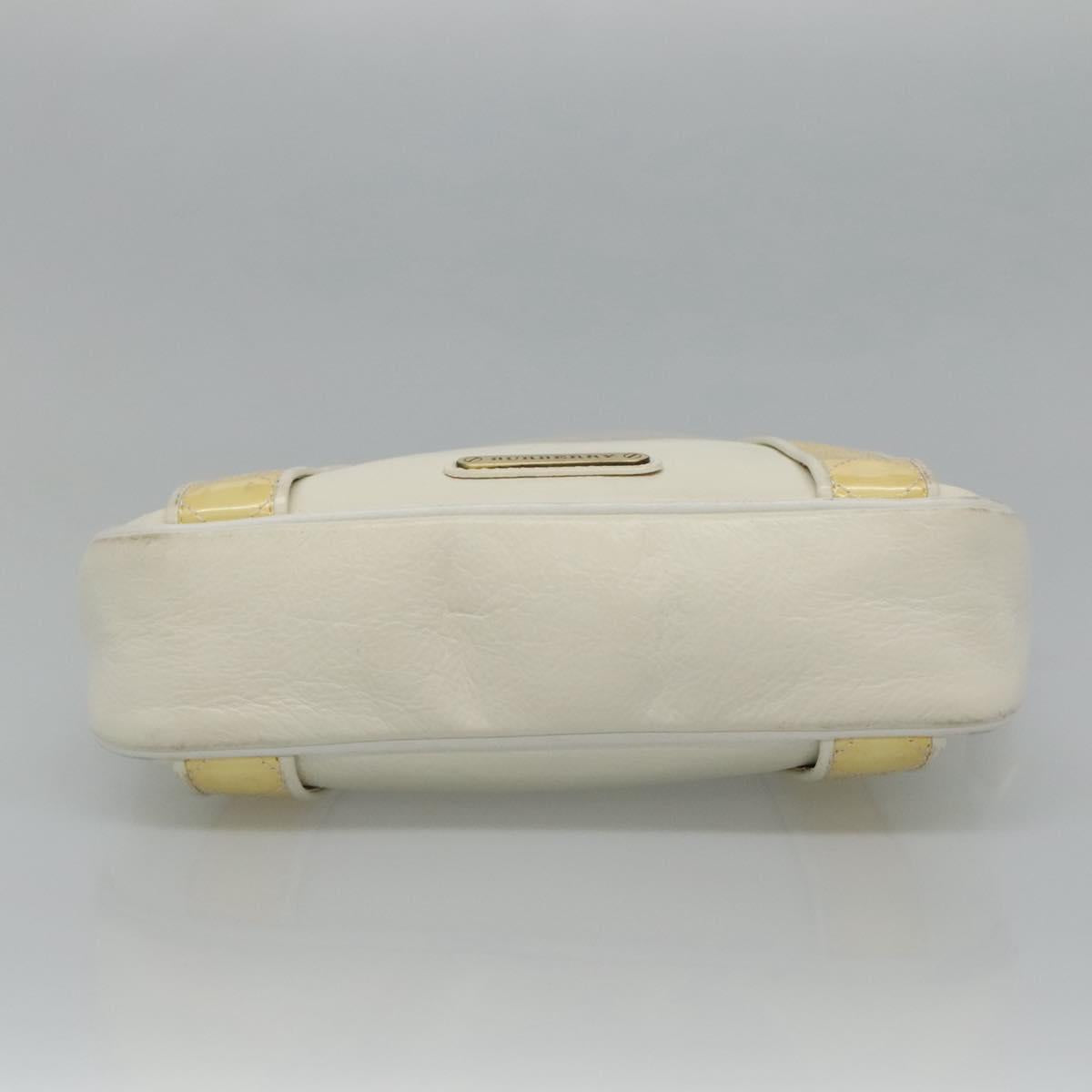 BURBERRY Shoulder Bag Leather White Auth ti2656