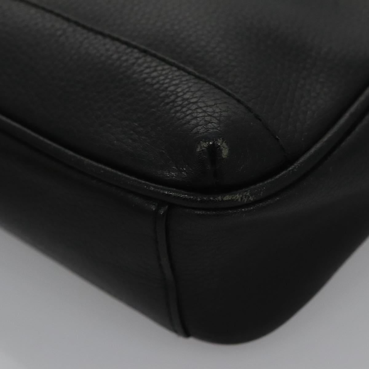 BURBERRY Clutch Bag Leather Black Auth ti2663