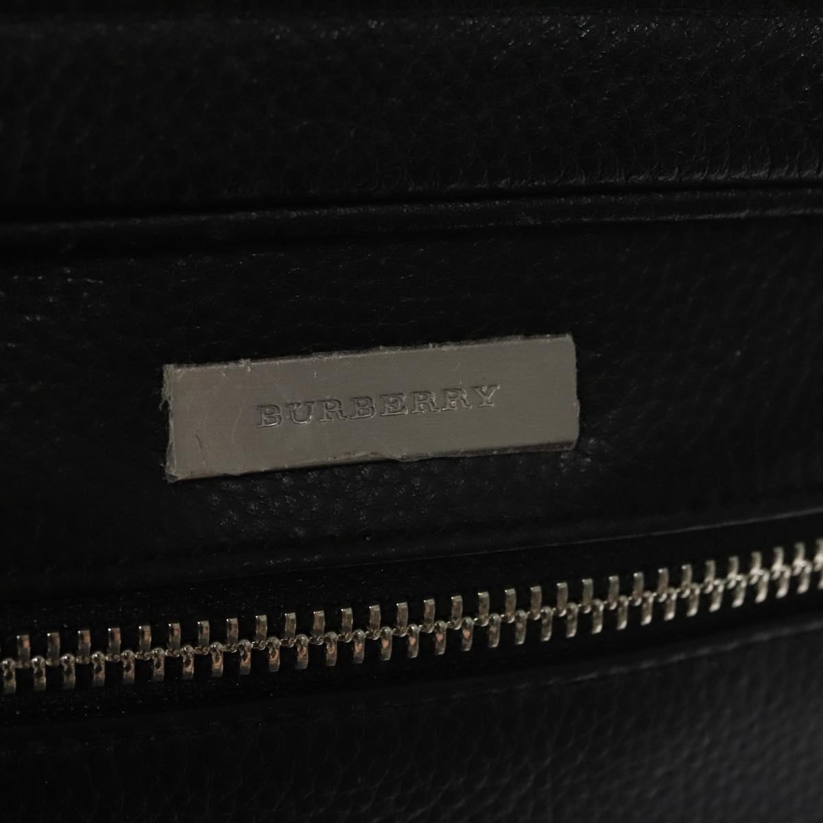 BURBERRY Clutch Bag Leather Black Auth ti2663