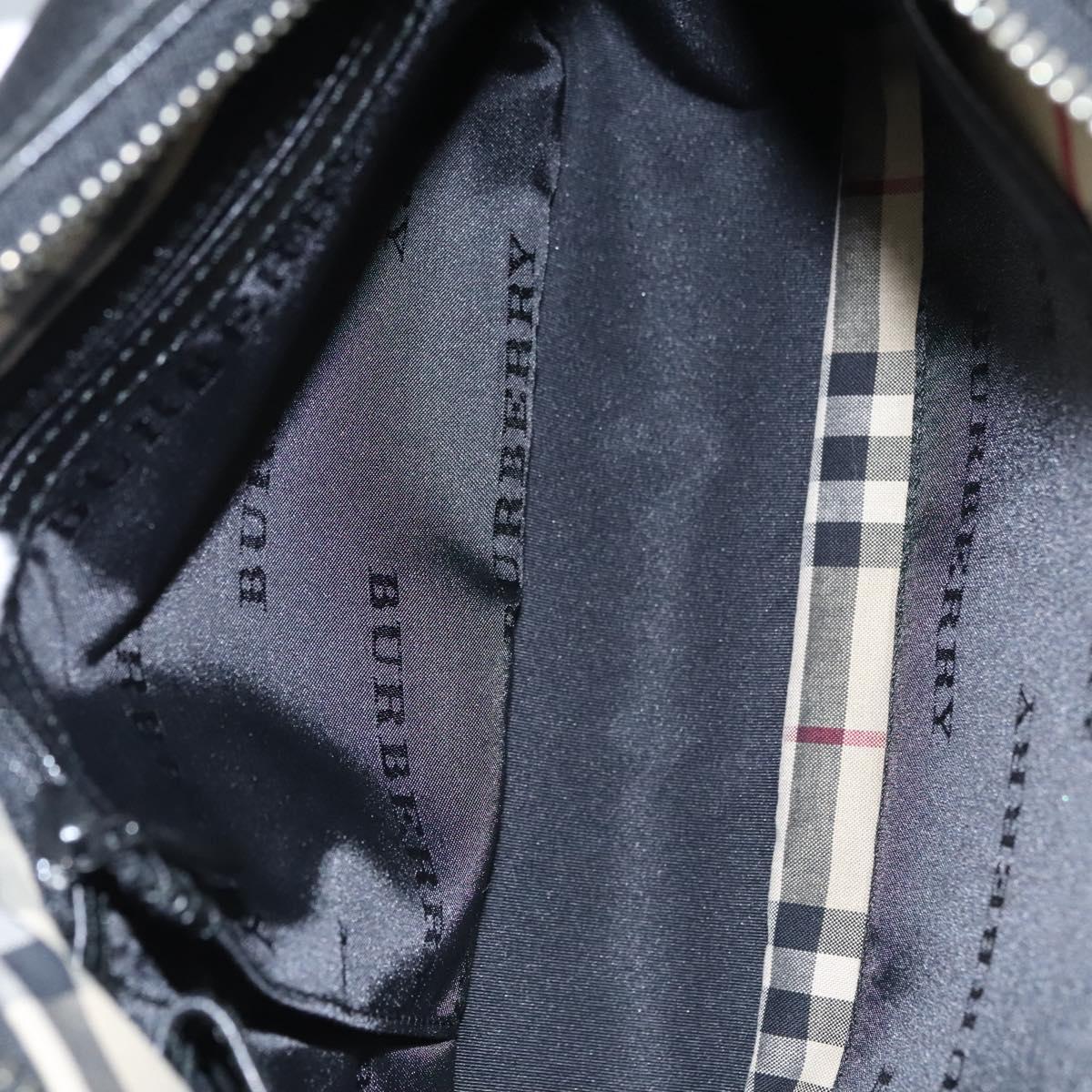 BURBERRY Clutch Bag Leather Black Auth ti2663