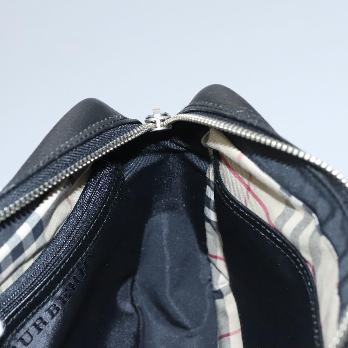 BURBERRY Clutch Bag Leather Black Auth ti2663