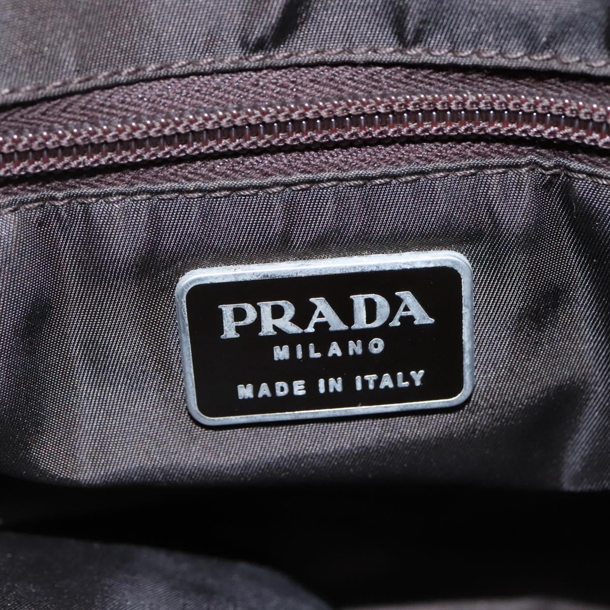 PRADA Hand Bag Nylon Brown Auth ti2669